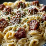 Creamy Sausage Alfredo Pasta Dish First Image