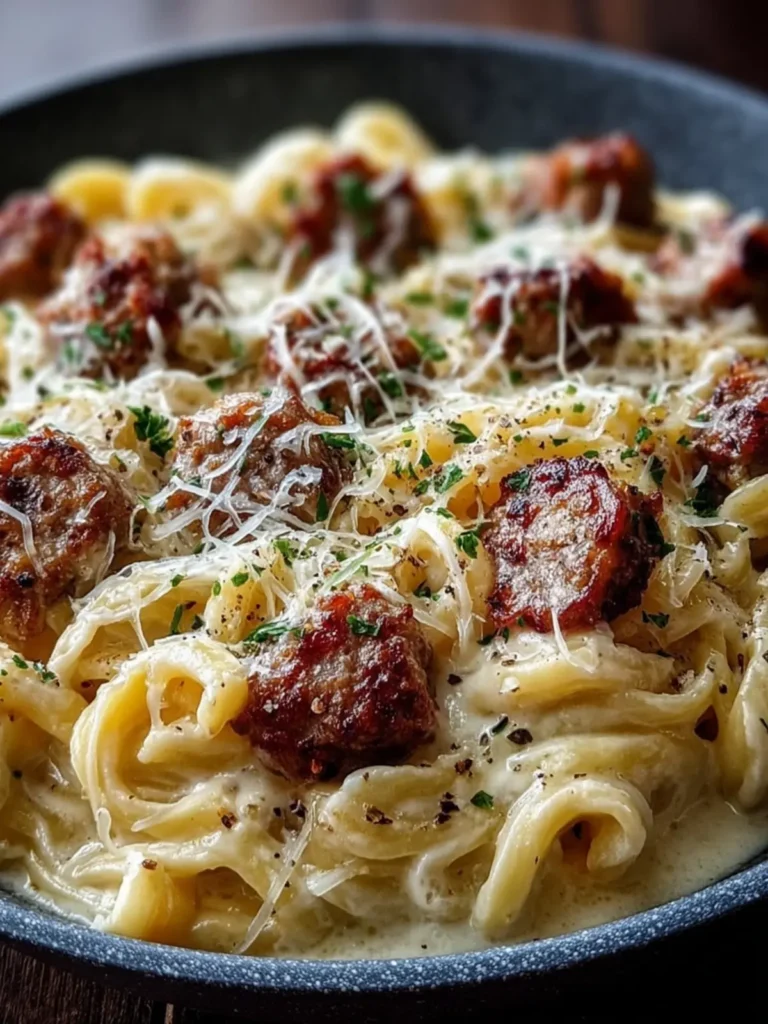 Creamy Sausage Alfredo Pasta Dish First Image