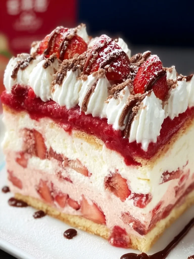 Layered Strawberry Ice Cream Cake First Image
