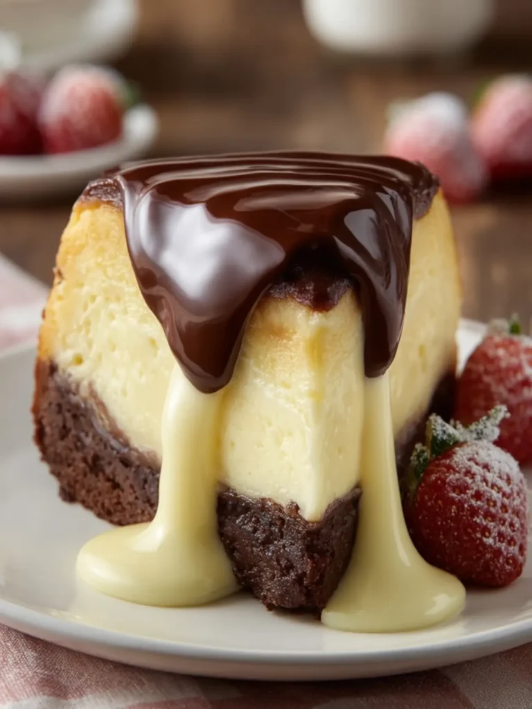 Rich Chocolate-Topped Cheesecake Slice First Image