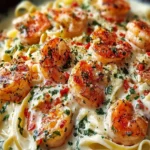 Creamy Garlic Shrimp Linguine Dish First Image