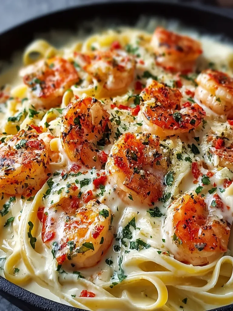 Creamy Garlic Shrimp Linguine Dish First Image