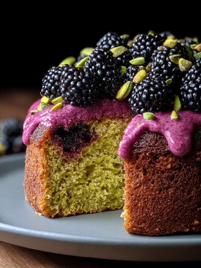 Pistachio and Blackberry Olive Oil Cake First Image