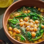 Garlic Chickpea Spinach Soup with Lemon and Pecorino First Image