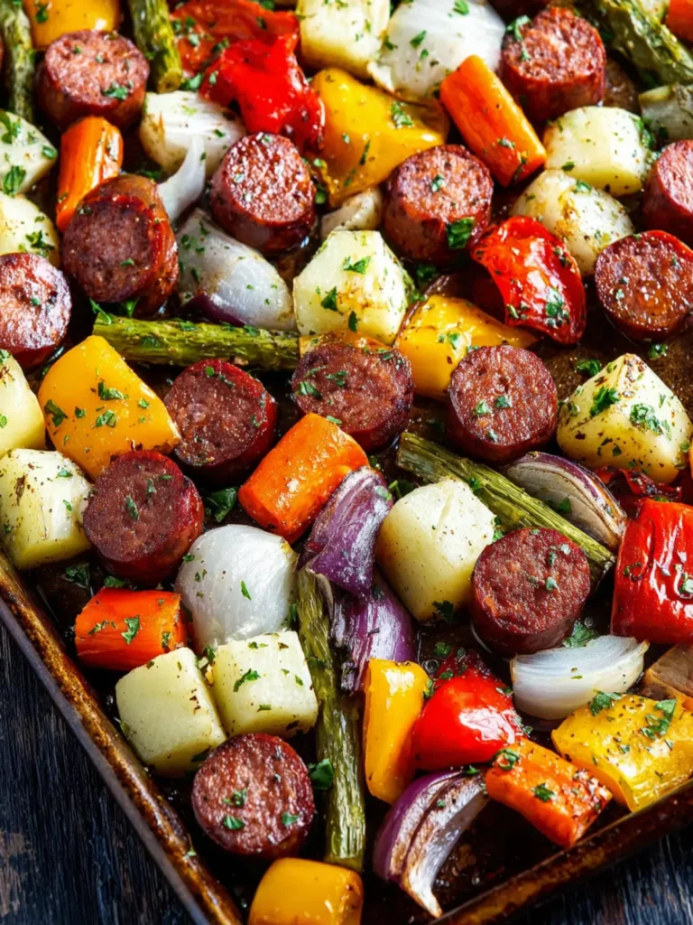 Sheet Pan Sausage and Veggies First Image