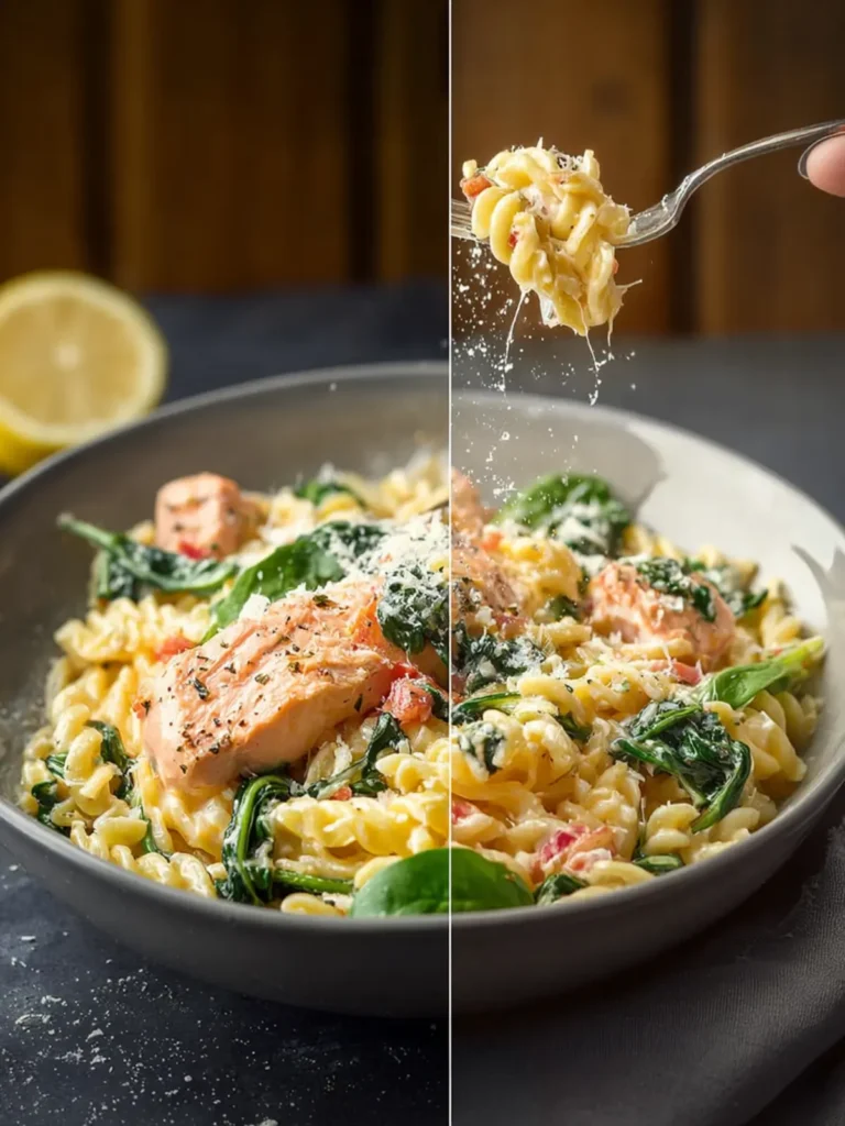 Easy Creamy Salmon Pasta with Spinach First Image