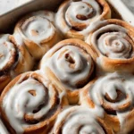 High Altitude Homemade Cinnamon Rolls with Vanilla Icing First Image