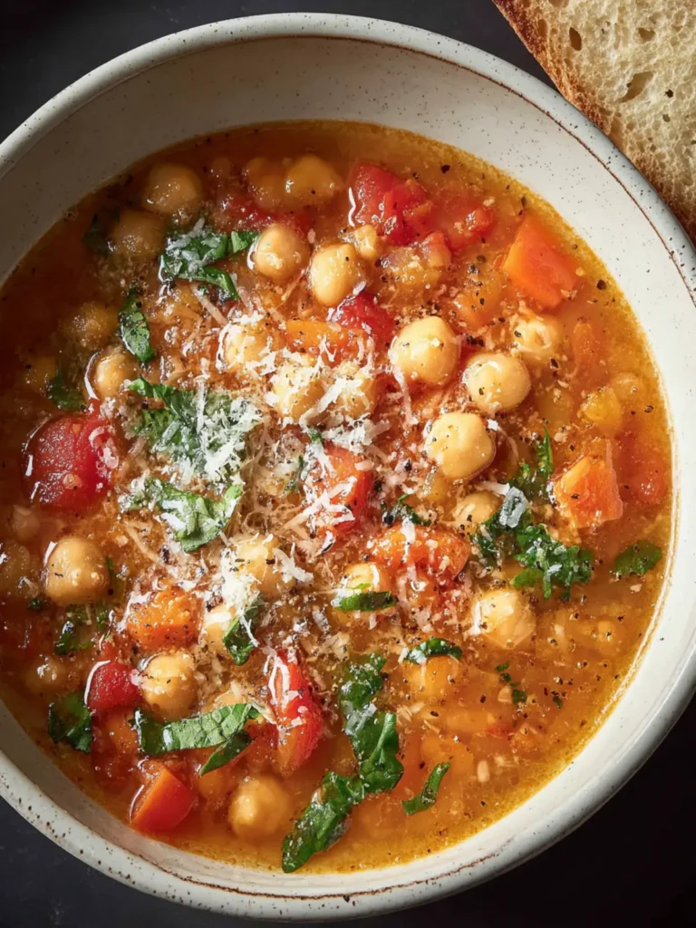 One-Pot Italian Chickpea Soup Recipe with Parmesan First Image